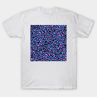 Leopard Pattern in Raspberry on Electric Blue T-Shirt